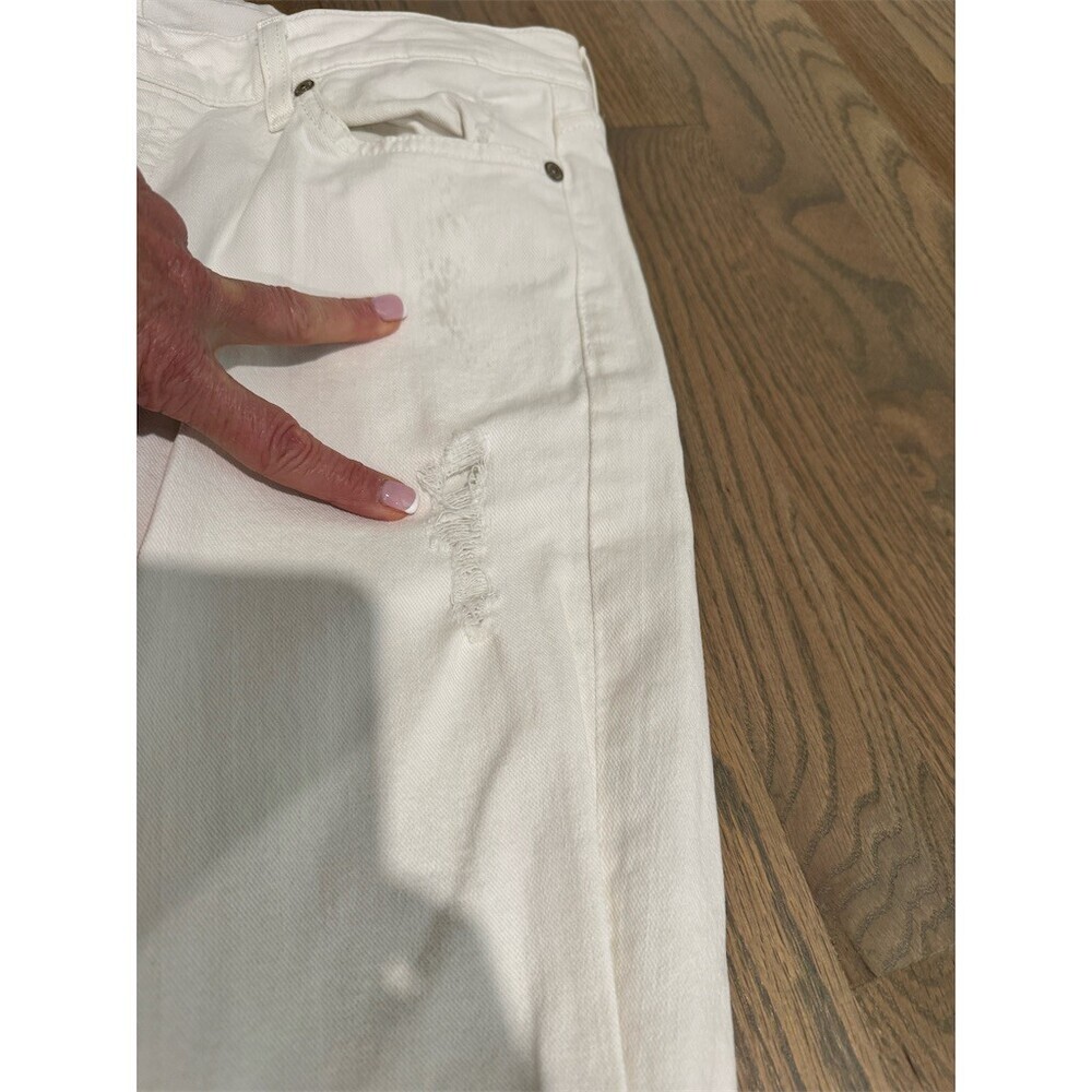 7 For All Mankind Jeans Womens Size 29 White Distressed Skinny Boyfriend - Picture 14 of 14